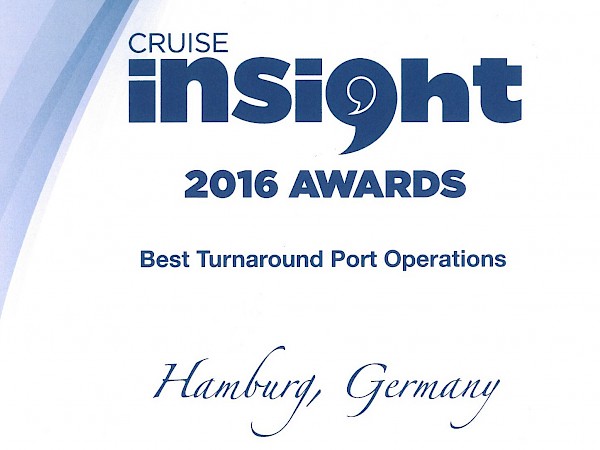 Erneute Auszeichnung: Hamburgs Hafen erhält Cruise Insight 2016 Award