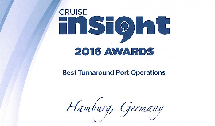 Erneute Auszeichnung: Hamburgs Hafen erhält Cruise Insight 2016 Award